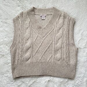 Sincerely Jules Beige Cable Knit Sweater Vest